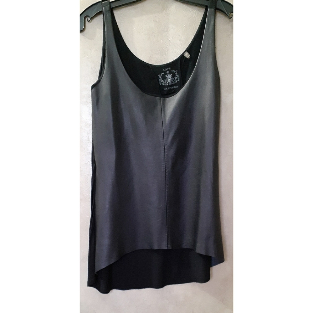 Love Happiness Black Leather Tunic Tank X-SMALL